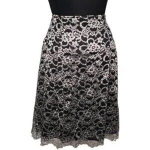 MSK Silver Black Lace overlay skirt size 10 Knee length Cocktail Goth